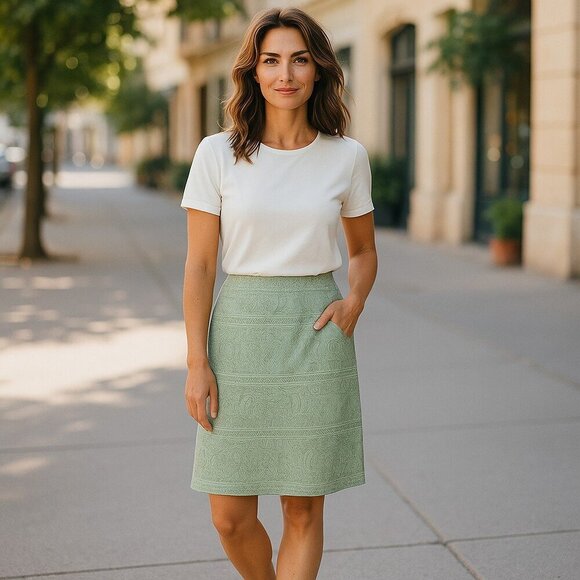 J CREW LADIES MIDI COTTON SKIRT- 4 - Picture 2 of 6